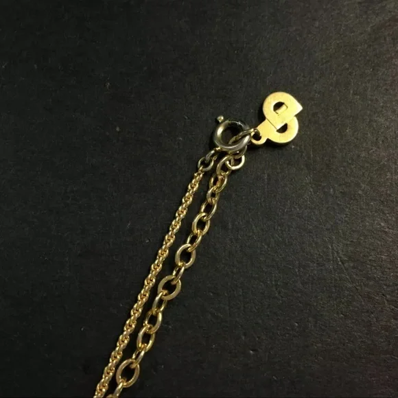 AUTH Christian Dior CD Logo Tone Pendant Necklace Gold - Picture 5 of 6